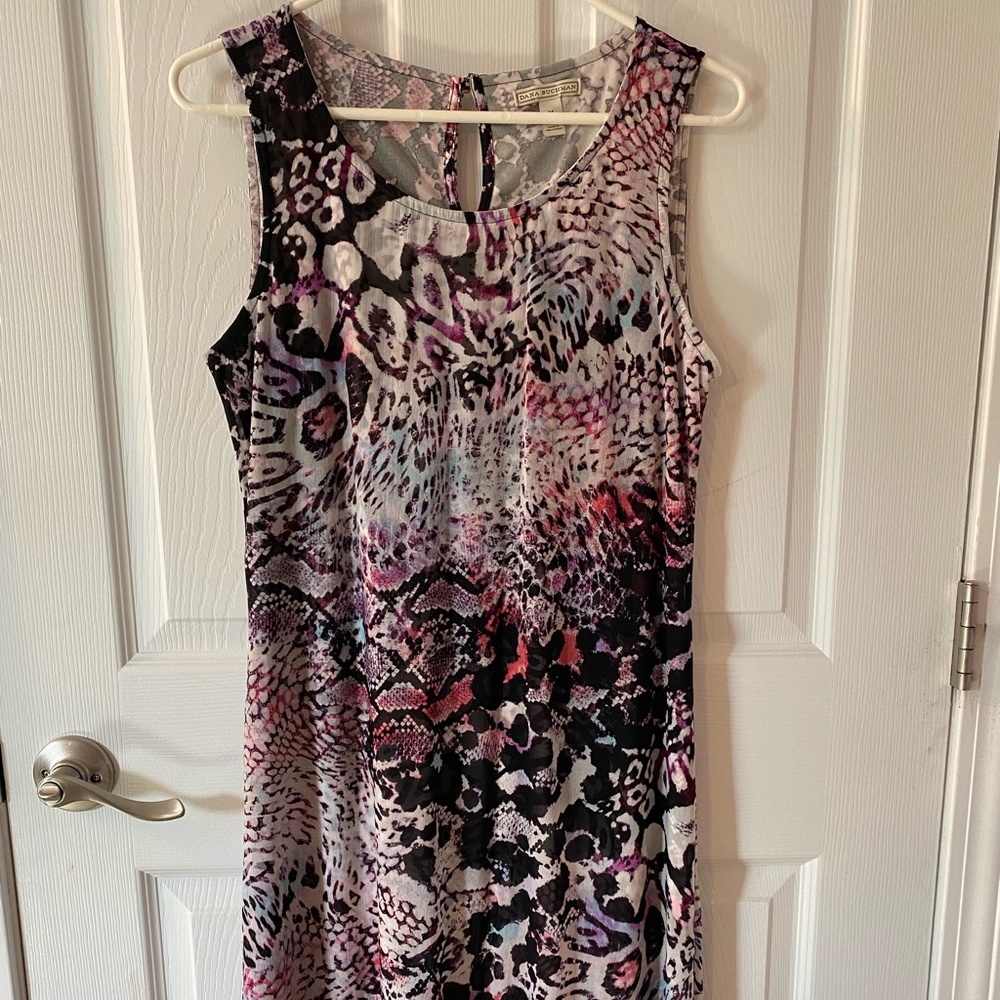 Dana Buchman Women’s Snakeskin Midi Keyhole Sleeveless Dress